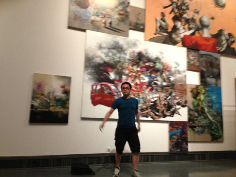 Zhong Biao setting up his exhibition at the Suzhou Art Museum